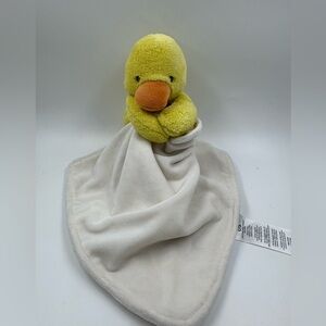 Carter’s Yellow Duck Lovey Security Blanket Hugging Fleece White Plush Baby Toy